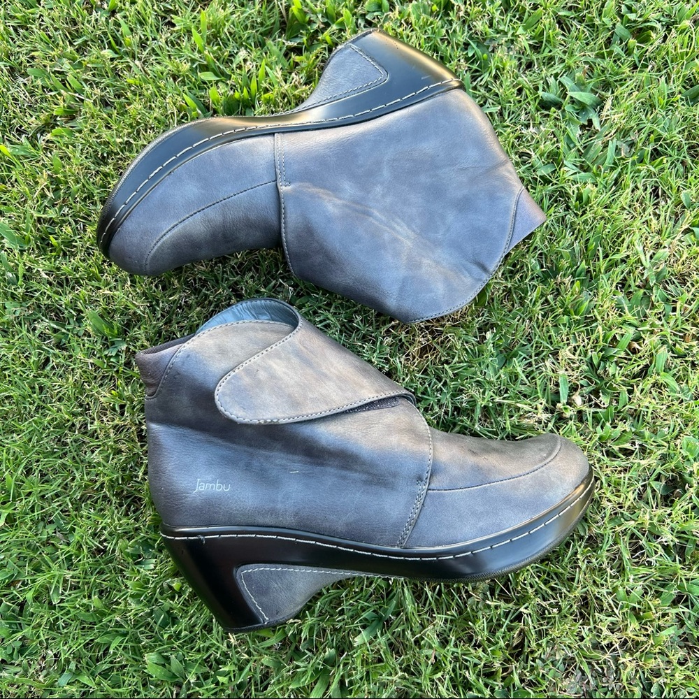 Jambu Gray Heeled Ankle Boots
